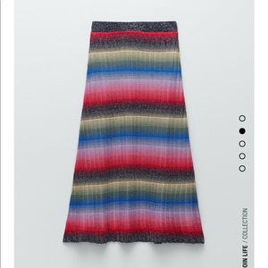 Zara Metallic Knit Skirt NEW